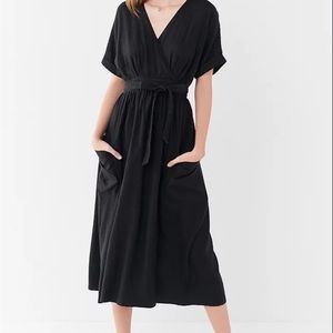 Linen midi wrap dress